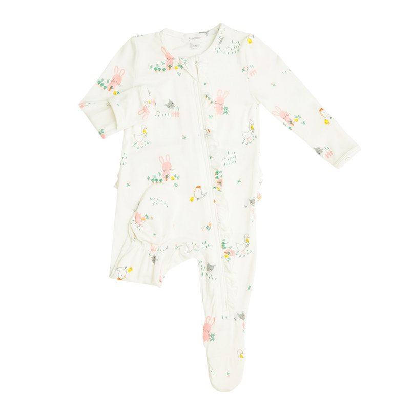 Angel Dear Little Farmer Girl Zipper Footie - Newborn