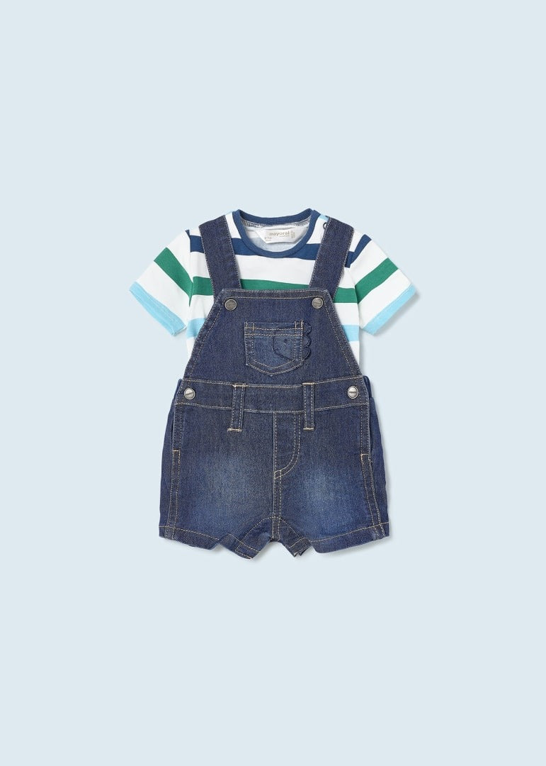 Denim Dungaree Set with T-Shirt - Ocean