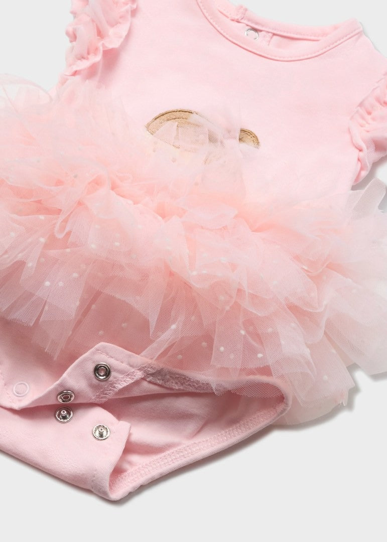 Baby Pink Tulle Cotton Romper w/ Headband