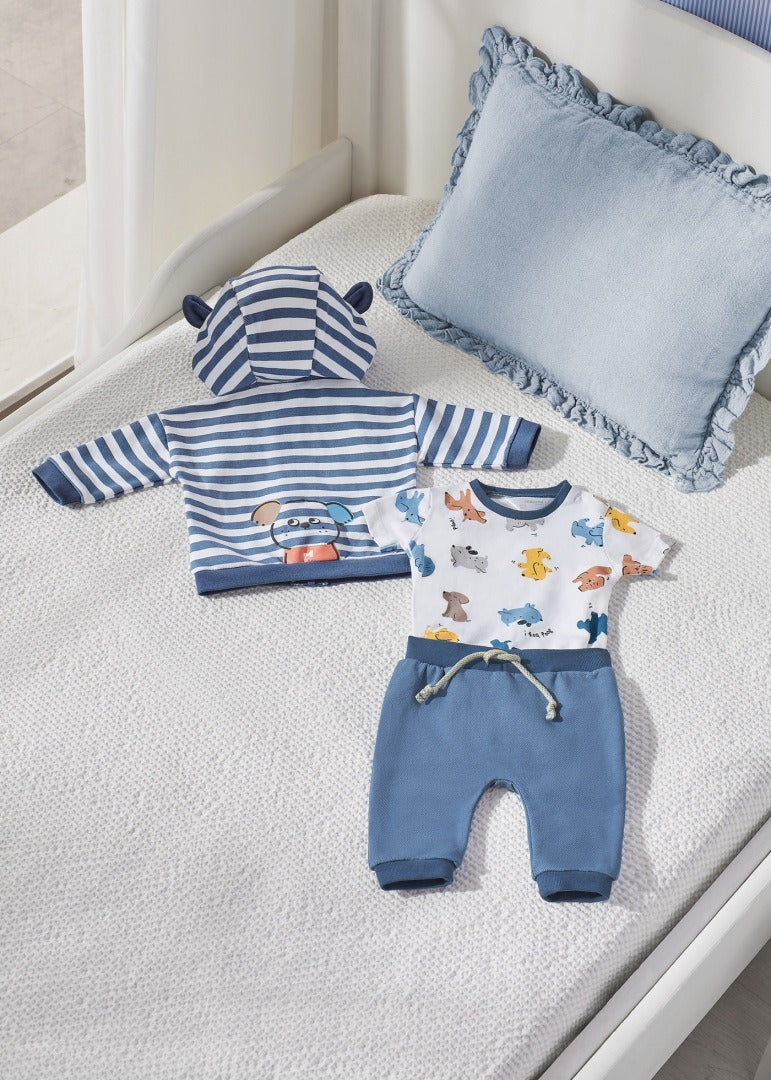 3-Pack Cotton Newborn Tracksuit - Twill Blue