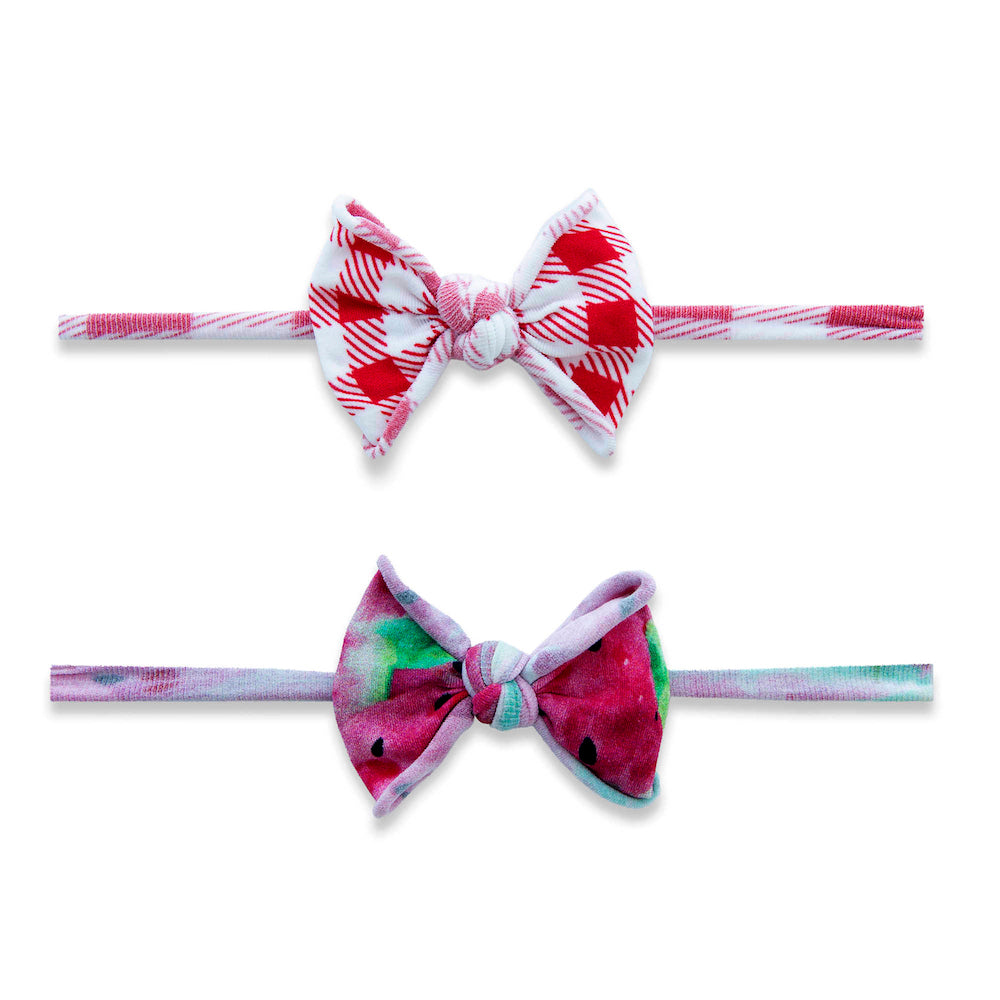 2 Pack Mini Print Skinny Headband - Melon Picnic