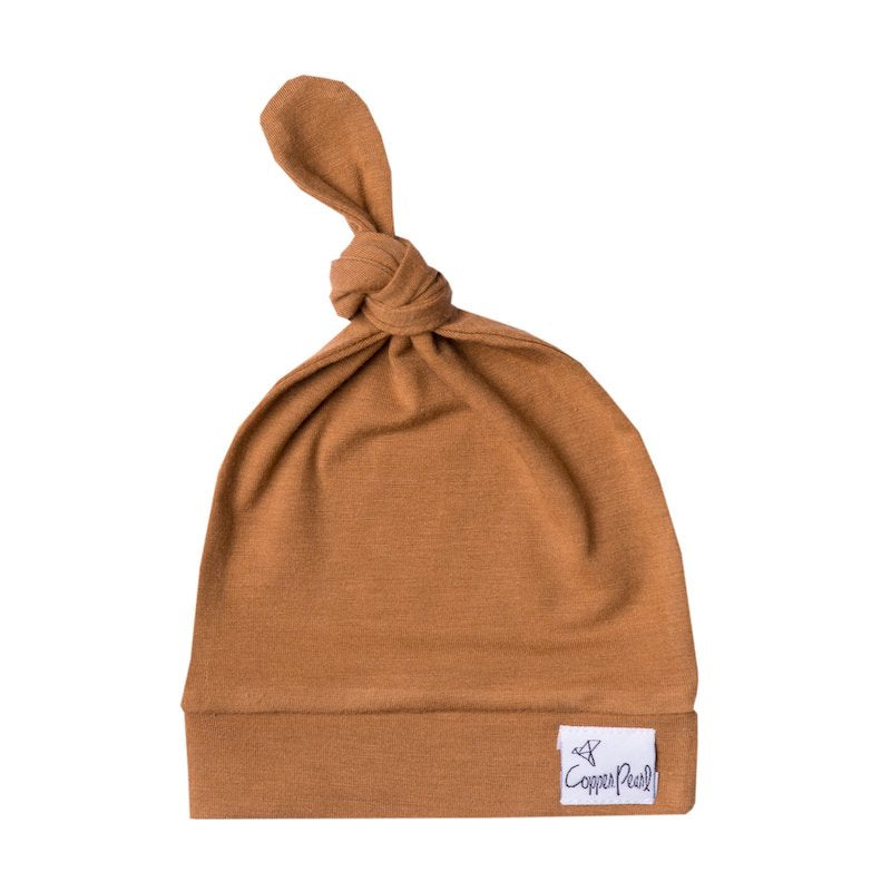 Camel Top Knot Hat - 0-4 Months