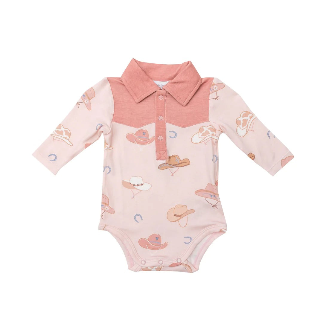 Bamboo Cowboy L/S Bodysuit - Pink