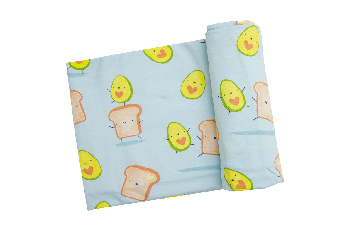 Avocado + Toast Blue Swaddle Blanket