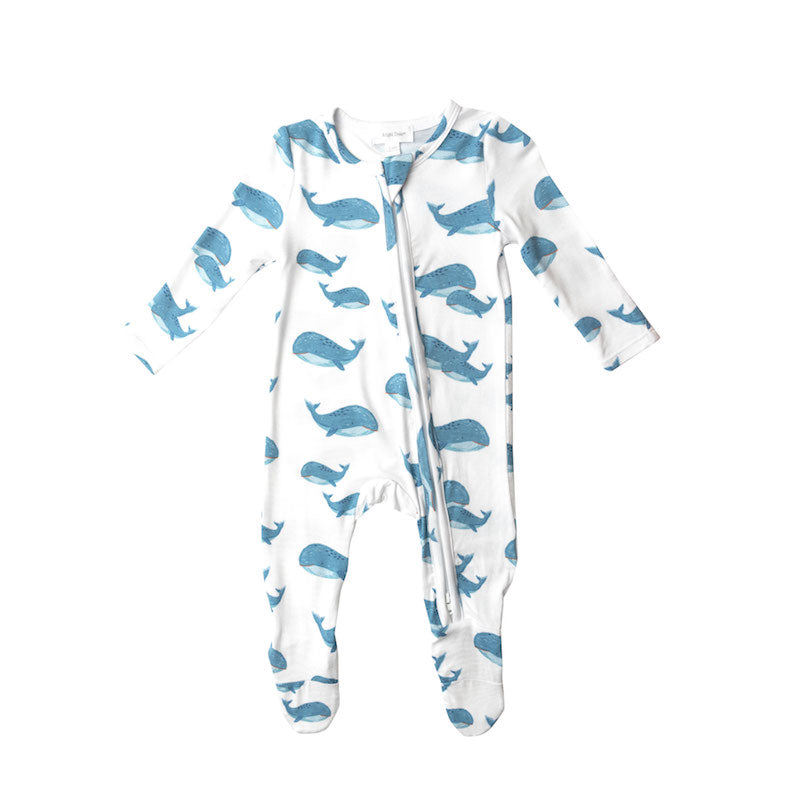 Blue Whales 2 Way Zipper Footie