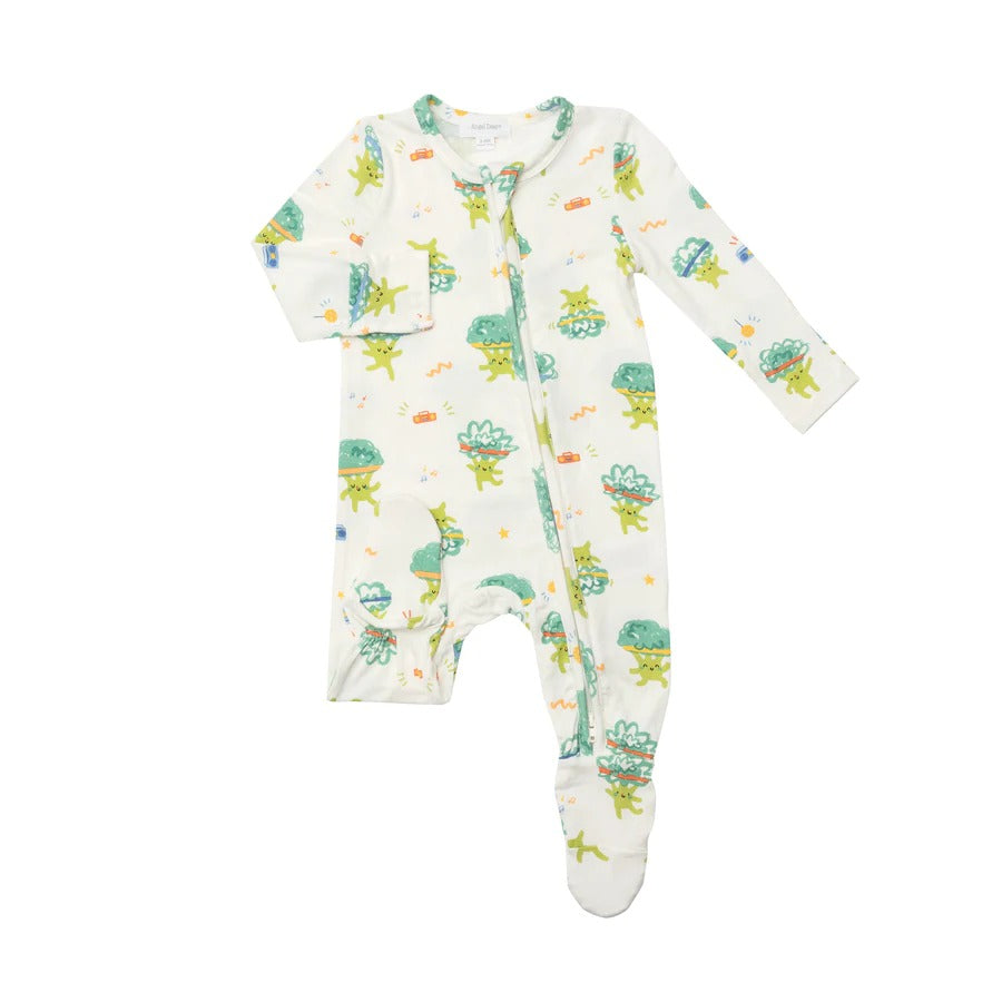 Broccoli Party 2 Way Zipper Footie