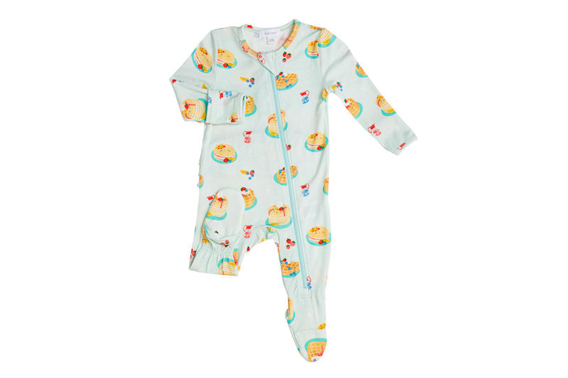 Angel Dear Pancakes Ruffle Back Zipper Footie - 9-12 Months