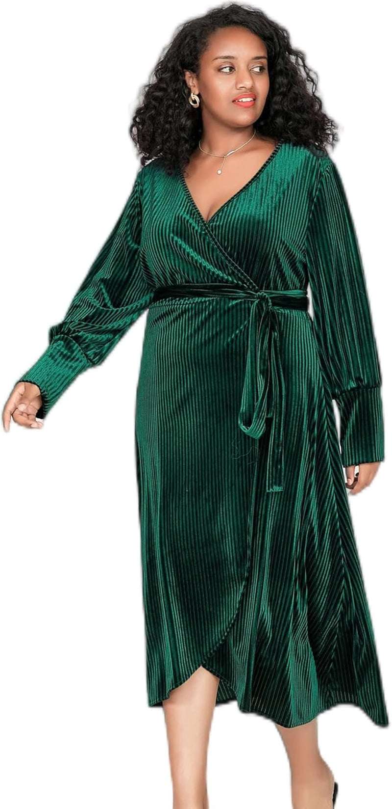 Velvet Vixen: Plus Size Long Sleeve Wrap Dress for Cocktail Parties and Special Events