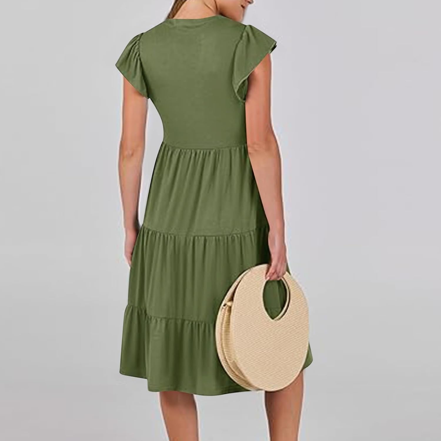 Boho Chic Ruffle Sleeve V Neck Midi Dress - Summer Collection - Image 5