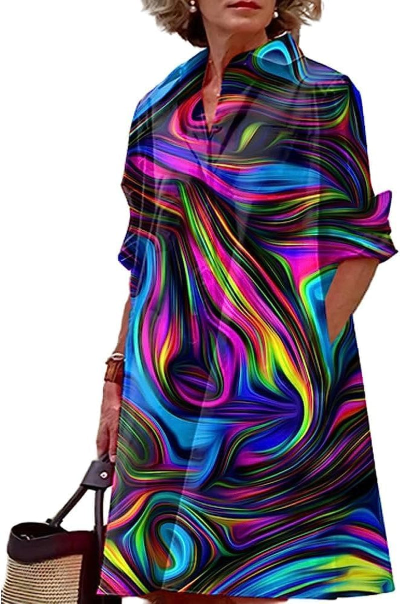 Chic Plus Size Linen Shirt Dress with Pockets - Image 29