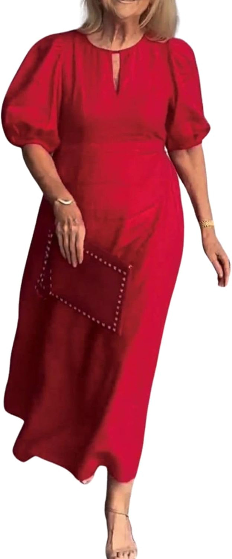 Flowy Summer Maxi Dress: Women's Puff Sleeve Cotton Linen Beauty - Image 9