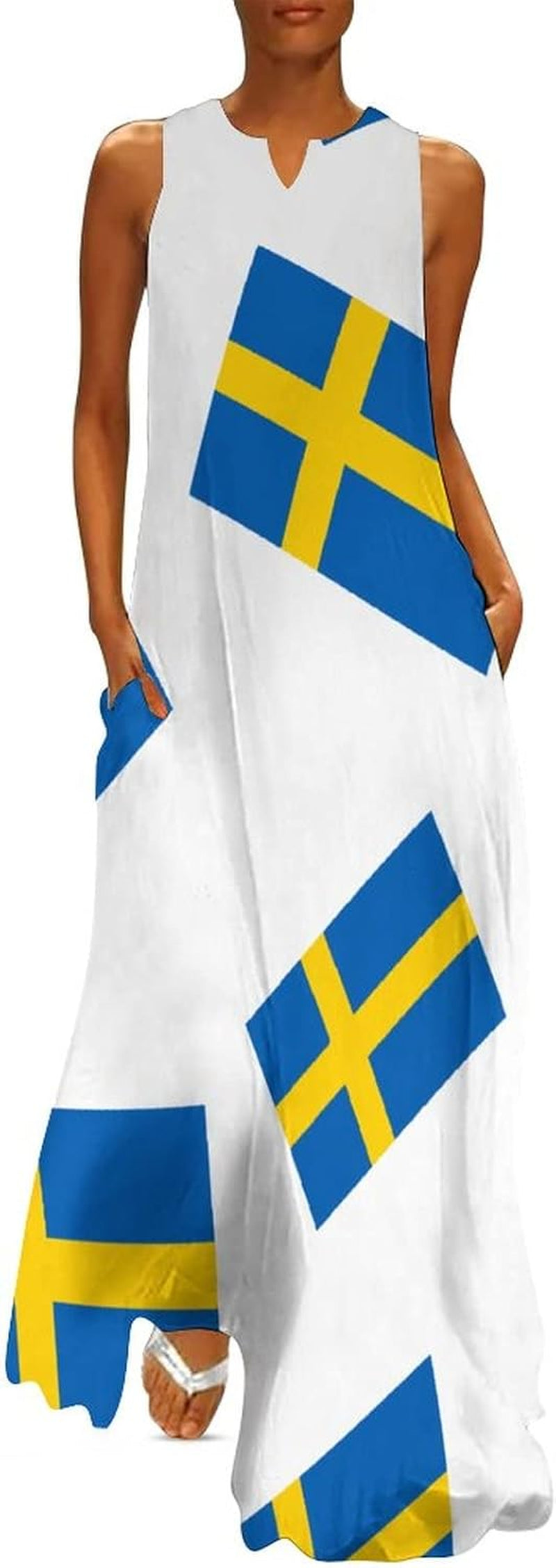 American Flag Sleeveless Summer Maxi Dress for Women - Image 15