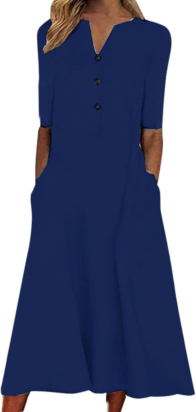Floral V-Neck Midi Dress with Pockets - Summer Chic! - Image 16