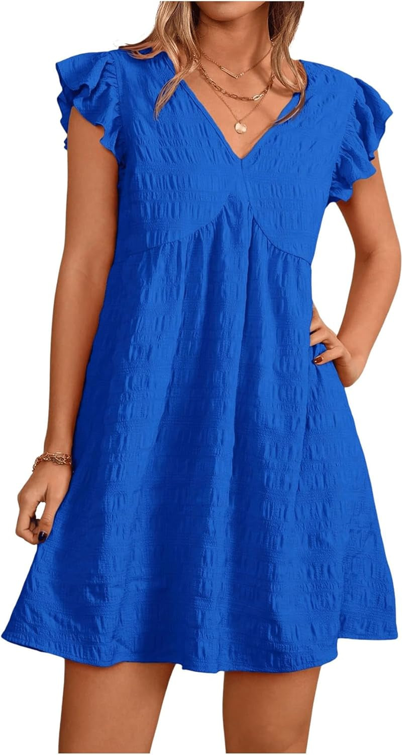 Chic Ruffle Cap Sleeve Mini Dress: Flirty Summer Style for Women