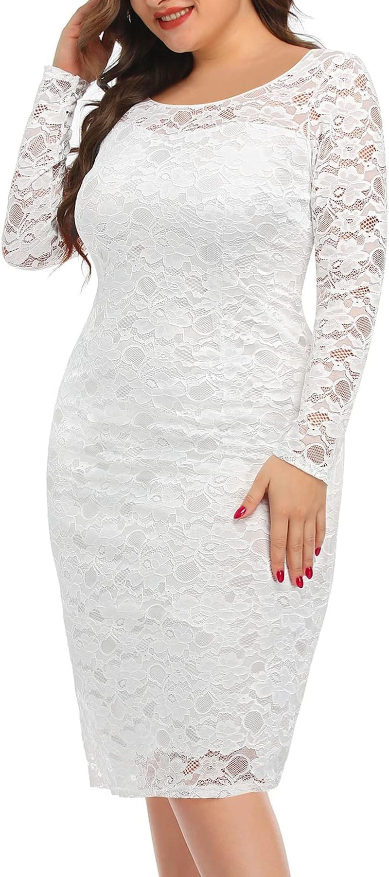 Vintage Glamour Plus Size Wedding Guest Dress: Elegant Long Sleeve Cocktail Party Style for Women - Image 3