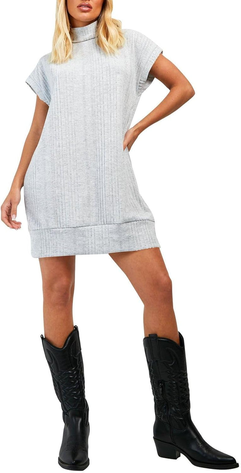 Cozy Chic Sleeveless Turtleneck Sweater Dress for Women - Image 17
