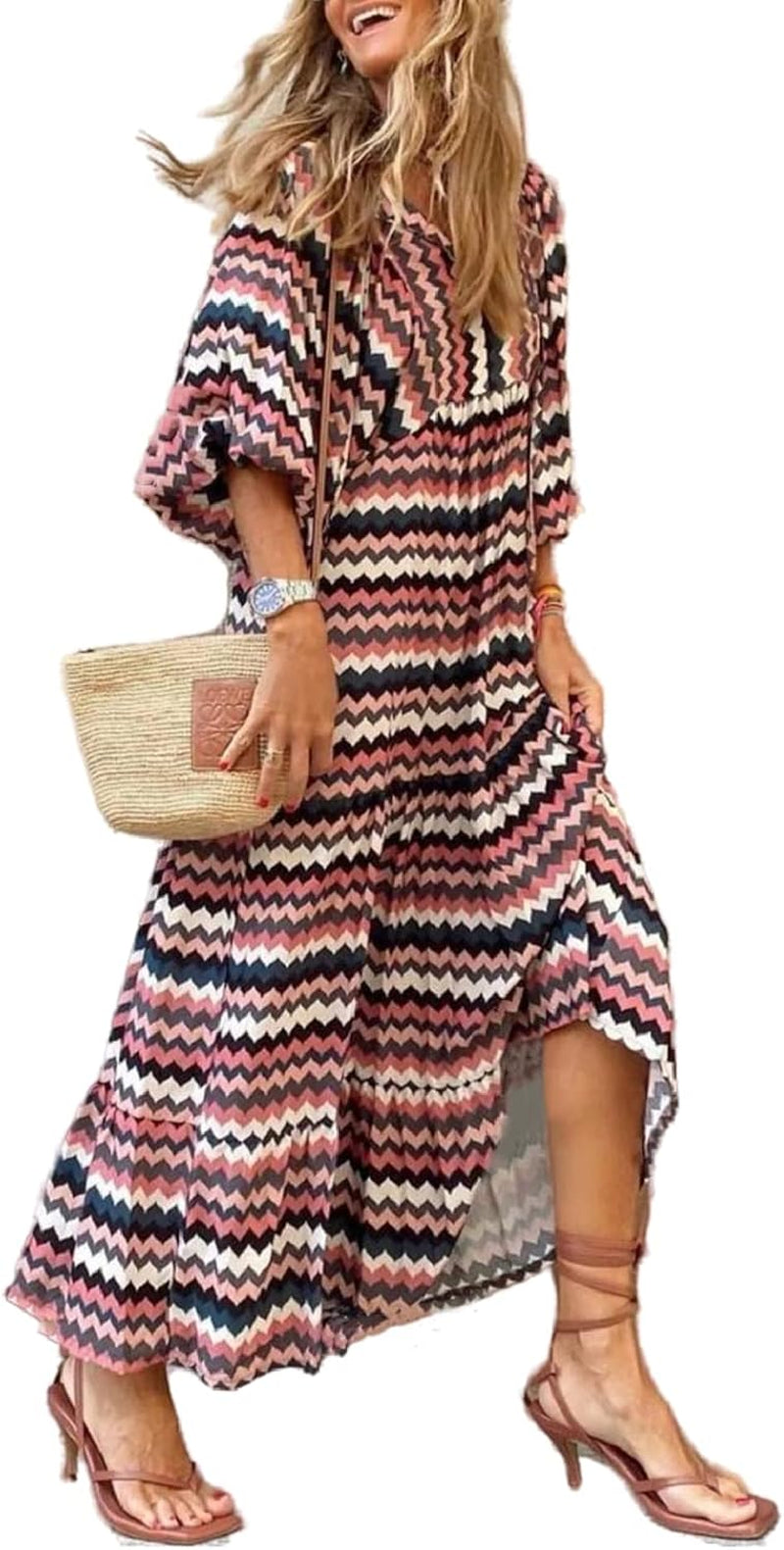 Boho Floral Maxi Dress: Flowy V-Neck Summer Style - Image 12
