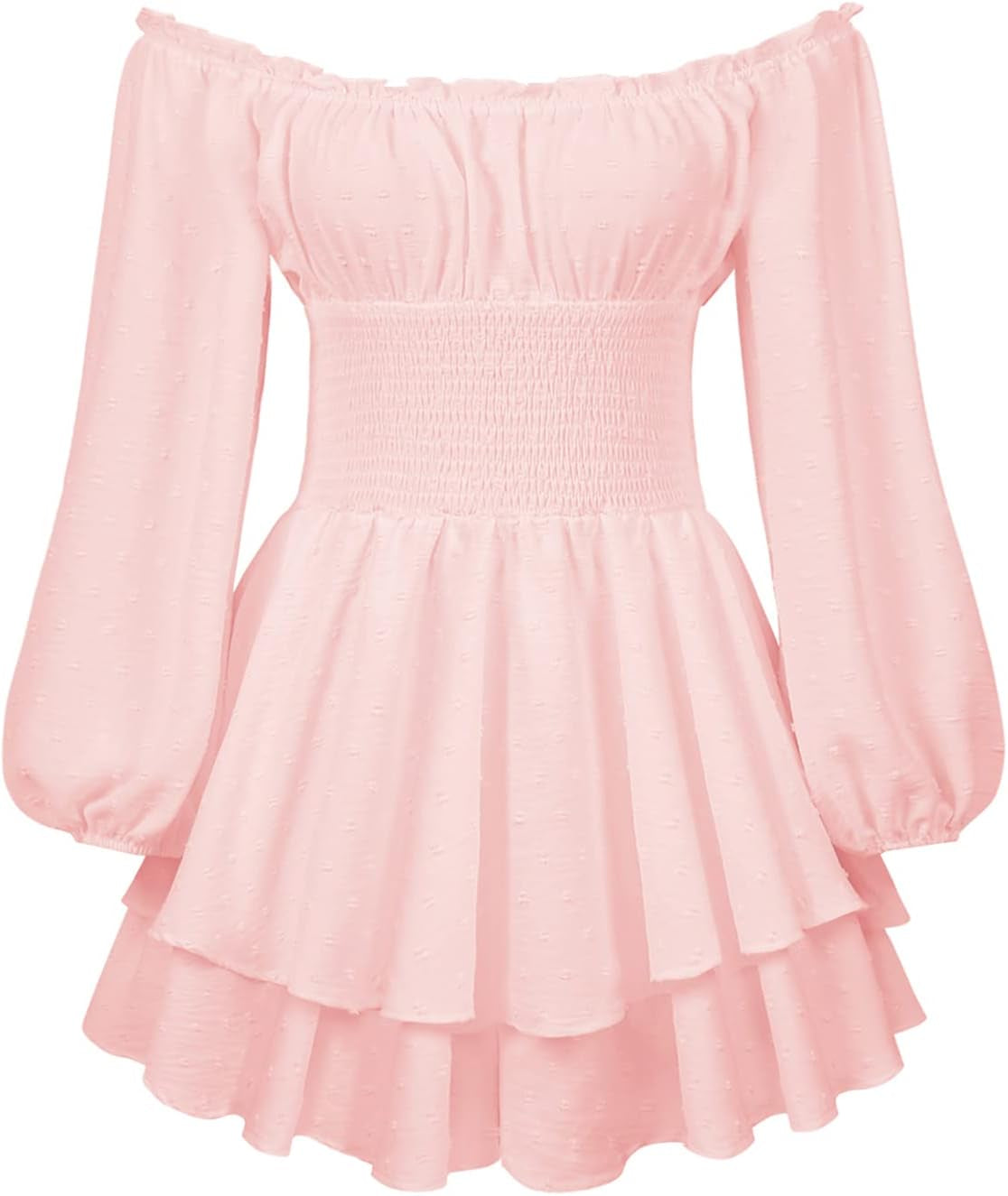 Summer Ruffle Mini Dress - Off Shoulder Puff Sleeve A-Line Sundress - Image 20