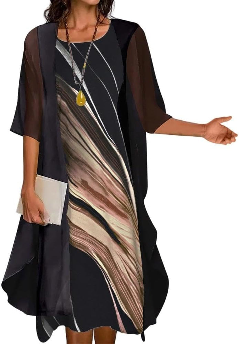 Floral Print Sleeveless Dress Set with Cardigan - Perfect for Wedding Guests! - Image 6