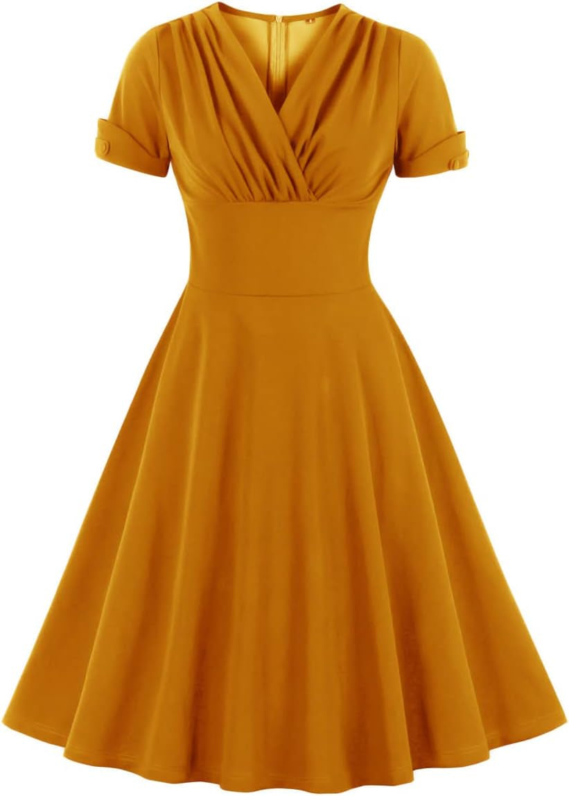 Vintage V-Neck Wrap Dress - Retro 40s 50s 60s Style - Image 10