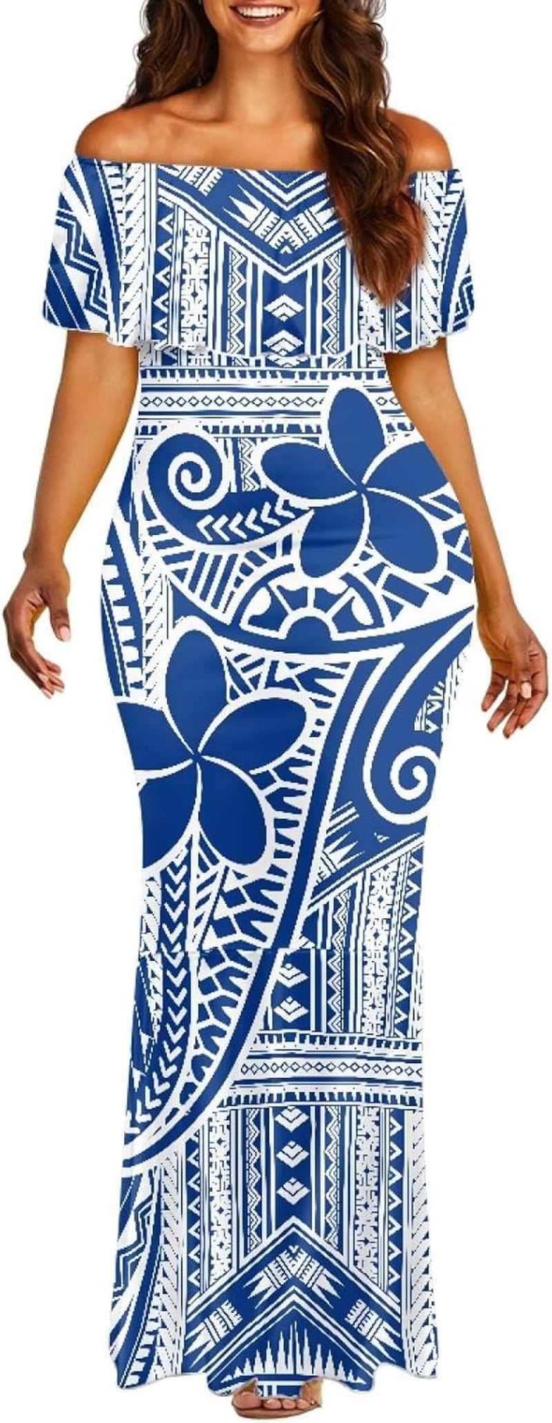 Polynesian Hawaiian Off-Shoulder Bodycon Night Gown - Summer Sexy Dress in Sizes S-7XL - Image 18
