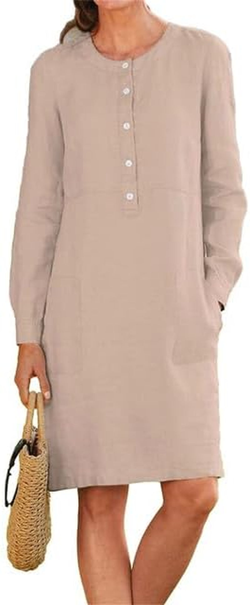 Summer Chic: Women's Button Down Linen Dress with Pockets - Image 5