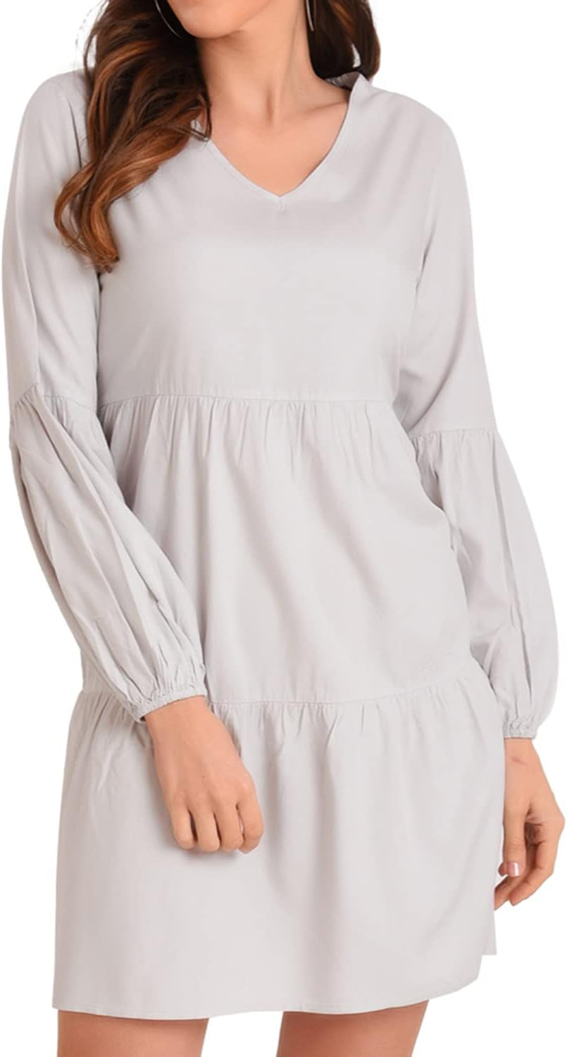 V Neck Long Sleeve Casual Dress