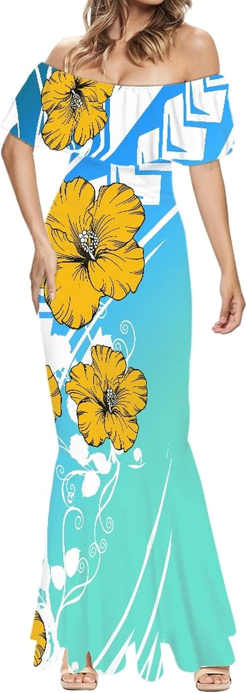Polynesian Hawaiian Off-Shoulder Bodycon Night Gown - Summer Sexy Dress in Sizes S-7XL - Image 22