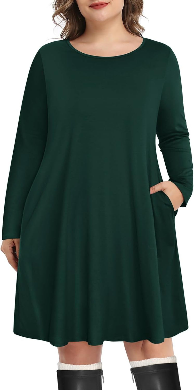 Vintage Vibe Plus Size Swing Dress with Pockets - Image 9