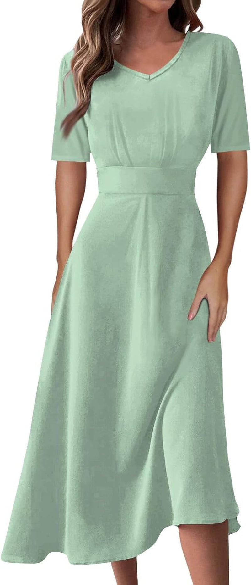 Floral Flow: Plus Size V-Neck Spring Cocktail Dress - Image 12