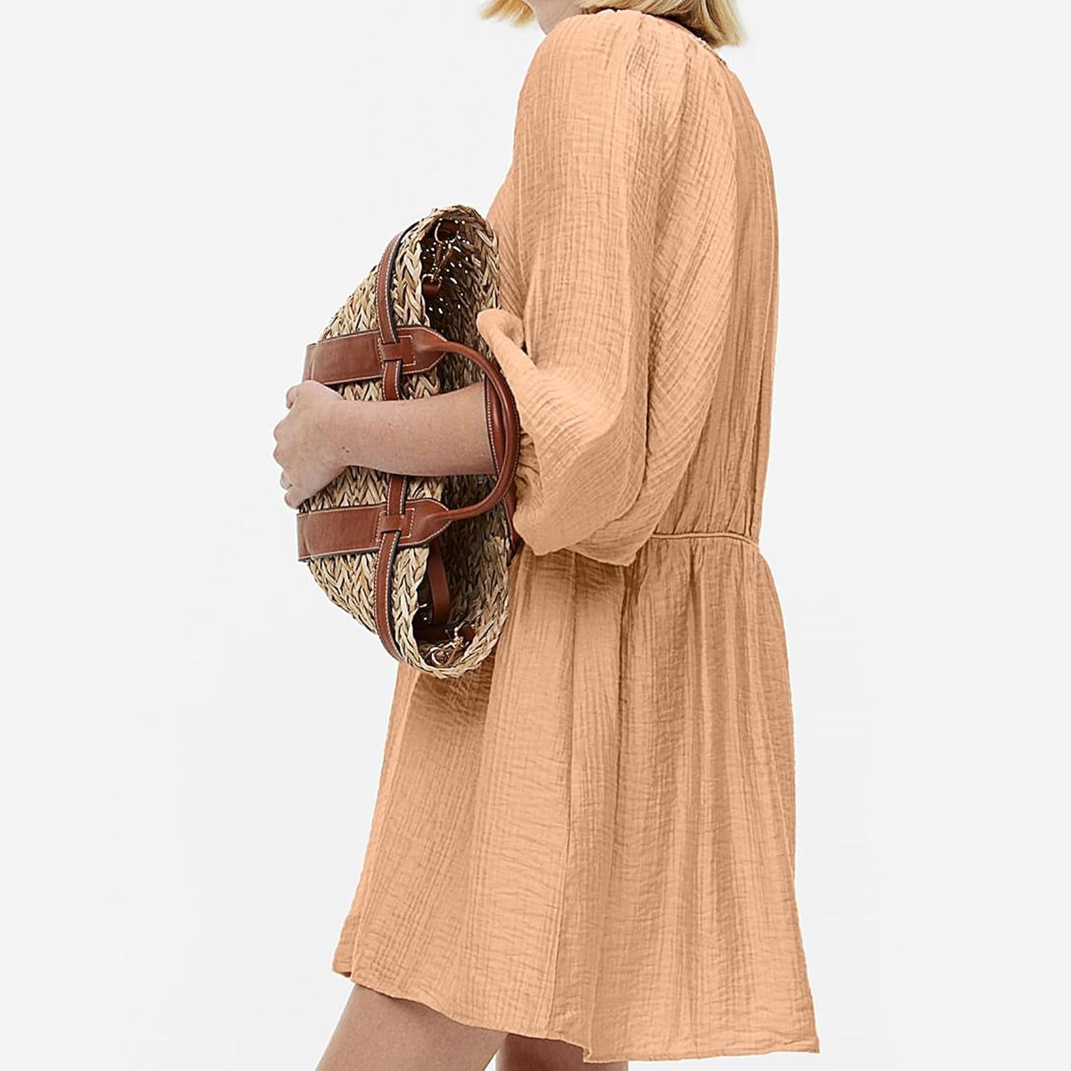 Sexy Deep V Neck Balloon Sleeve Mini Dress - Women's Summer Casual Style - Image 5