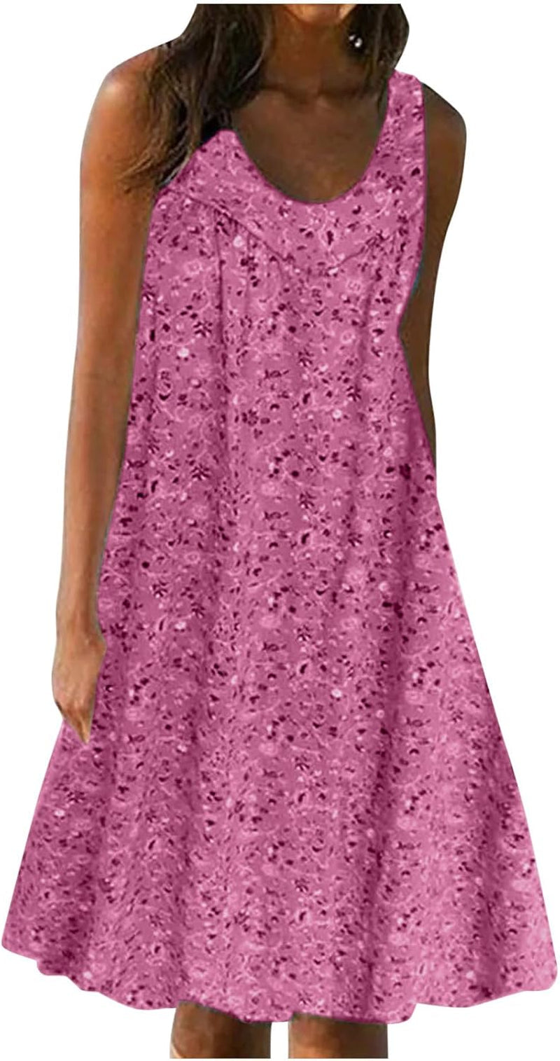 Floral Ruffle Swing Dress - Trendy Sleeveless Sundress for Women - Image 15
