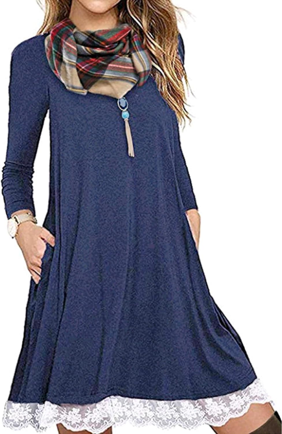 Lace Hem T-Shirt Dress: Casual Chic with Pockets by - Image 9