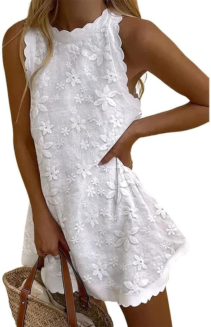 Summer Breeze Sleeveless Linen Mini Dress - Women's Casual Beach Tank Dress - Image 8