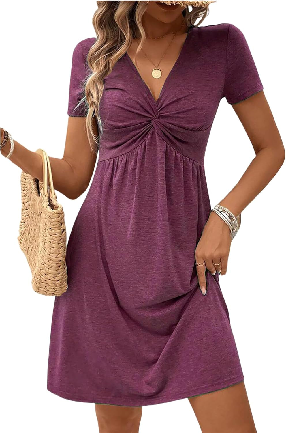 Elegant V-Neck Bow Tie Summer Dress for Women - Image 5