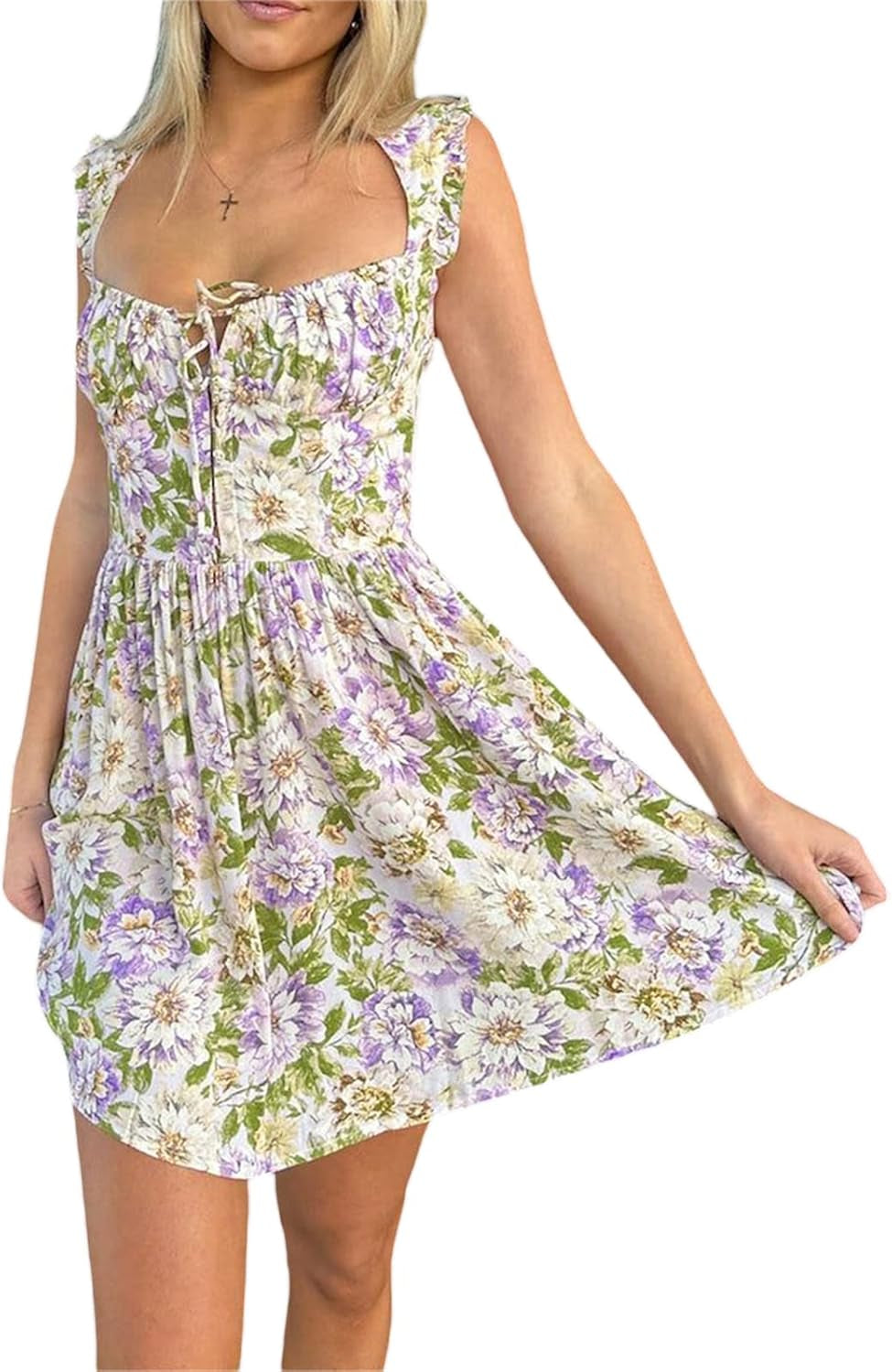 Floral Print Square Neck Bodycon Mini Dress - Perfect for Summer Parties! - Image 16