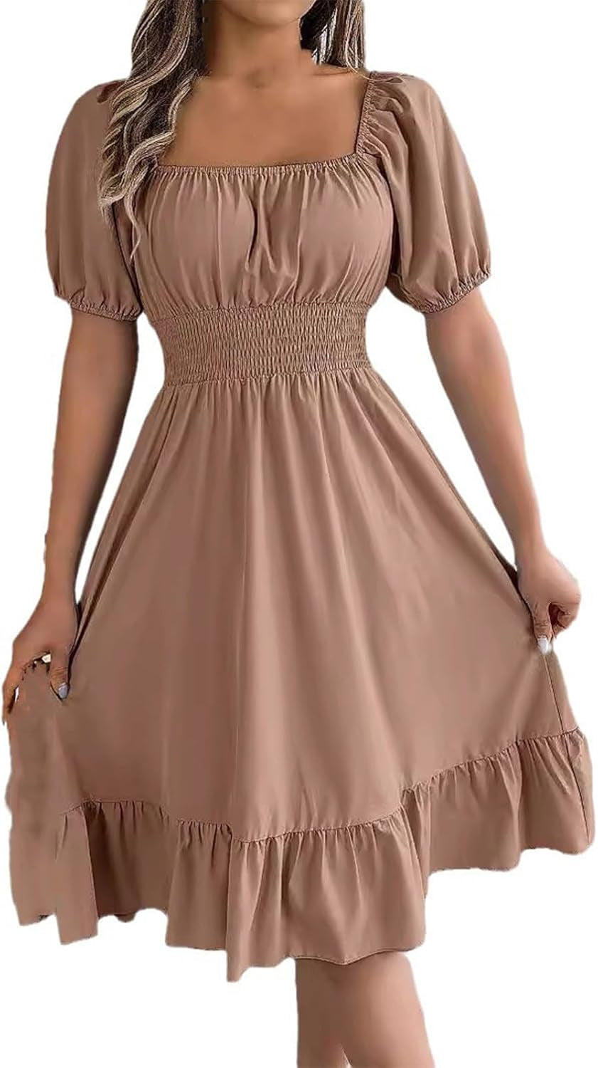 Cute Square Neck Milkmaid Dress - Perfect for Summer Days!