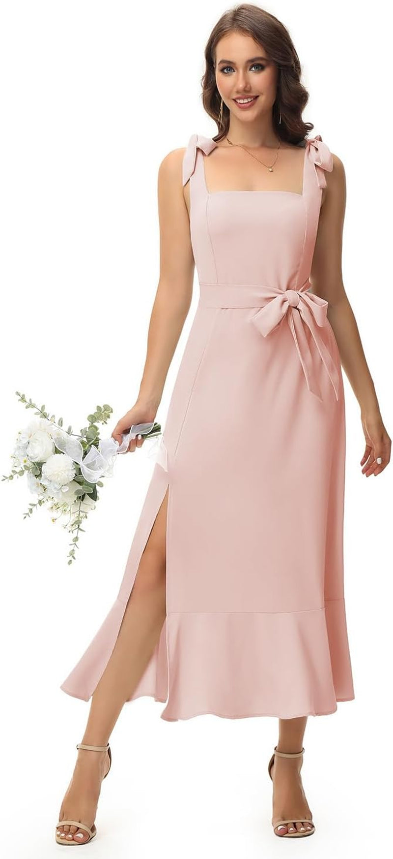 Nora's Dreamy Ruffle Sleeve Bridesmaid Dress - V Neck Chiffon A-Line Formal Gown - Image 18