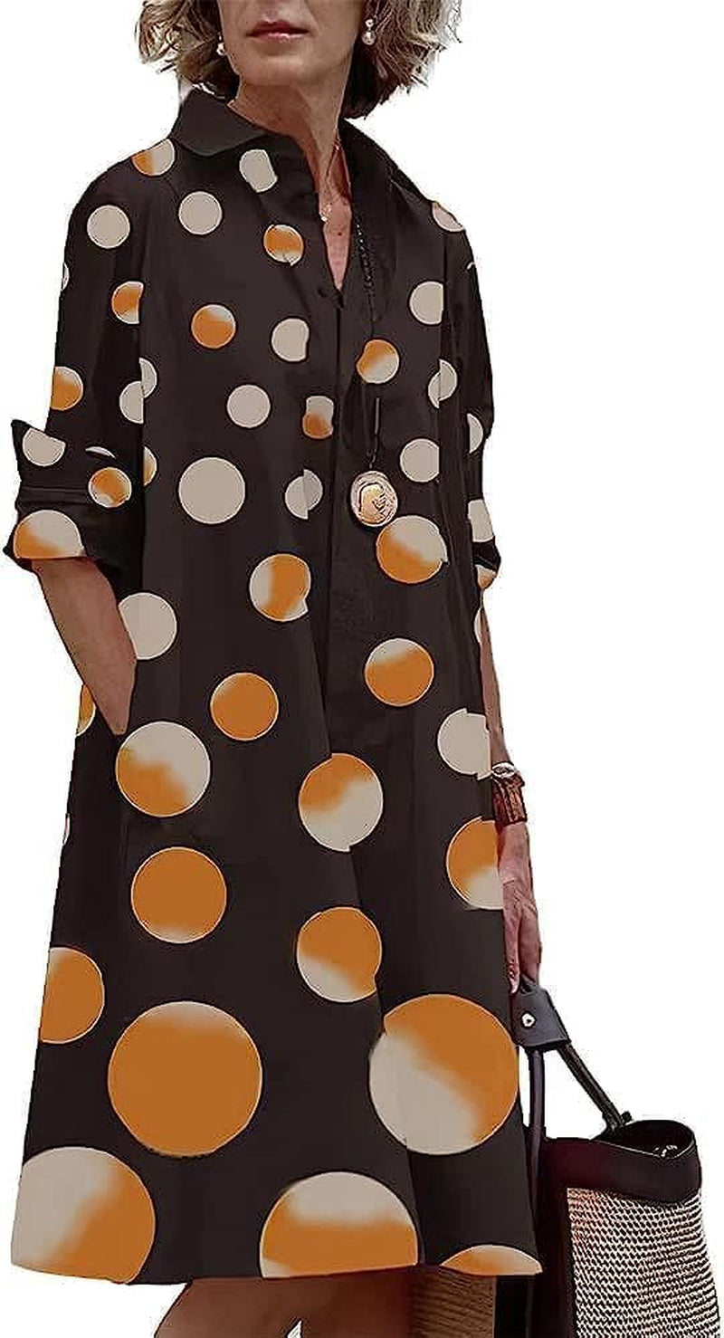 Chic Plus Size Linen Shirt Dress with Pockets - Image 31
