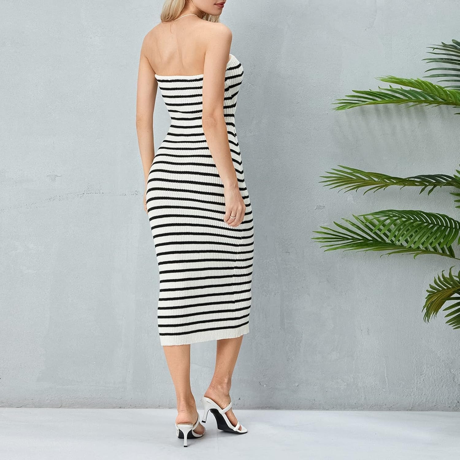 Striped Cut-Out Bodycon Tube Dress - Sexy Party Clubwear - Image 7