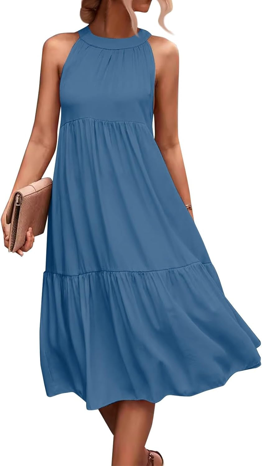 Beach Color Block Oversized Sleeveless Halter Neck Dress - Summer Collection, Sizes S-5XL - Image 25