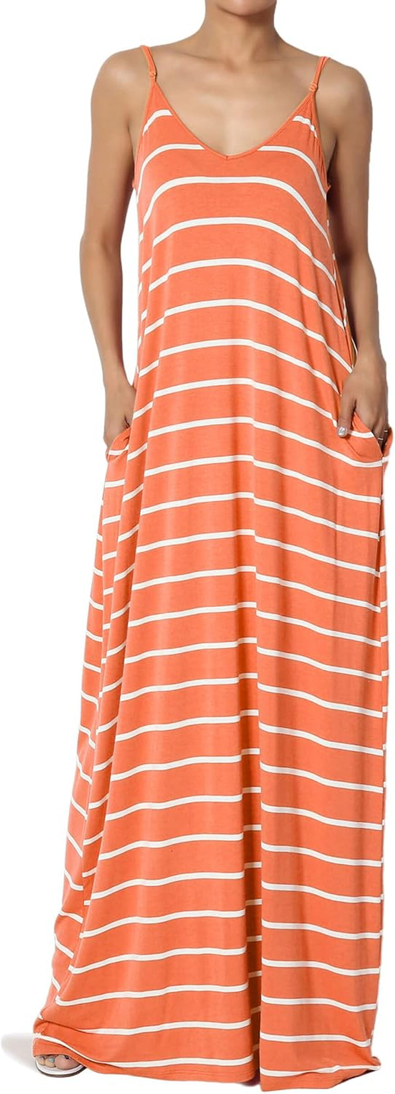 Striped V-Neck Maxi Dress with Pockets - Sizes S to 3X - Image 19