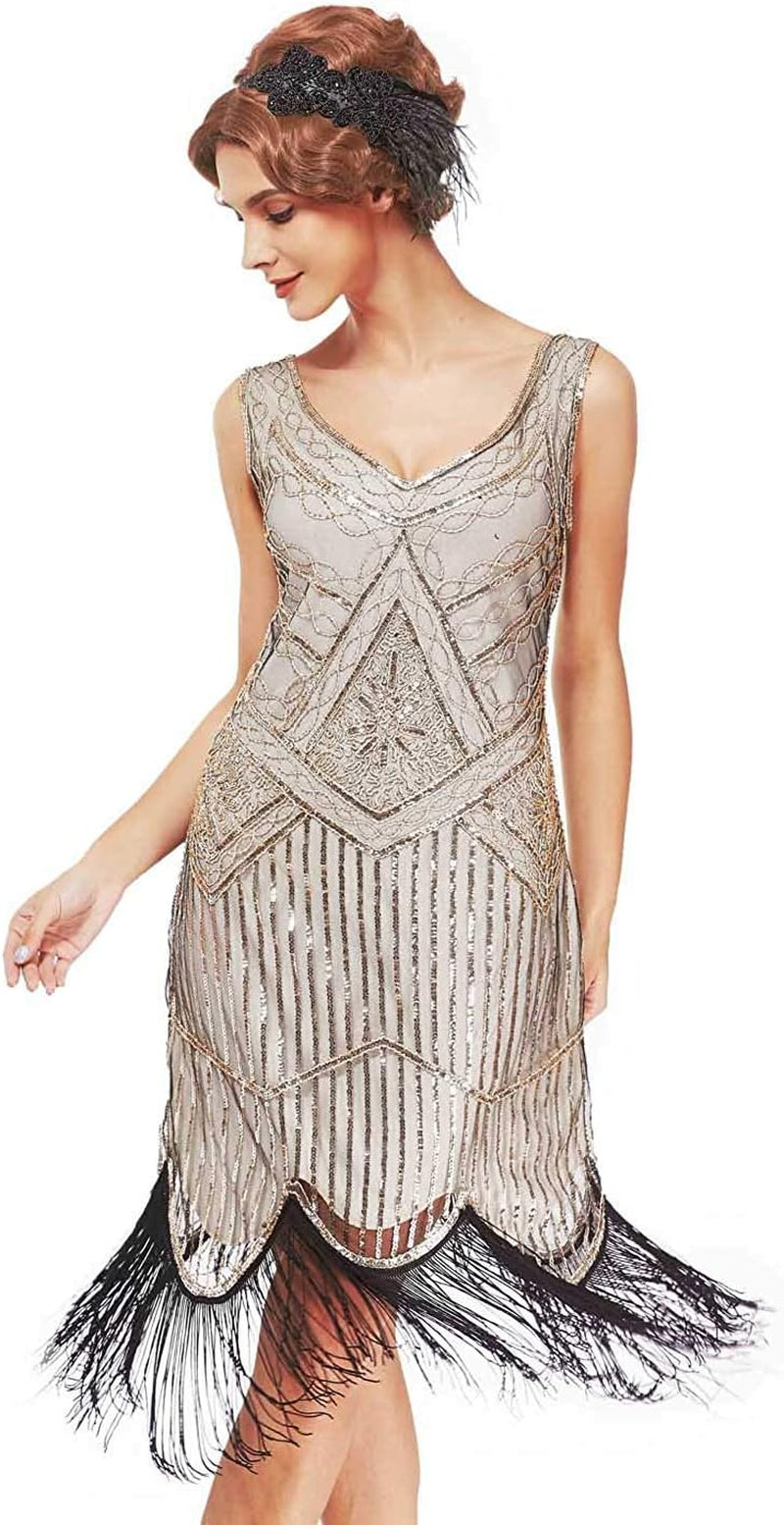 Vintage Glamour: Women's Roaring 20s Gatsby Flapper Dress with Sequin & Bead Detail - Image 11