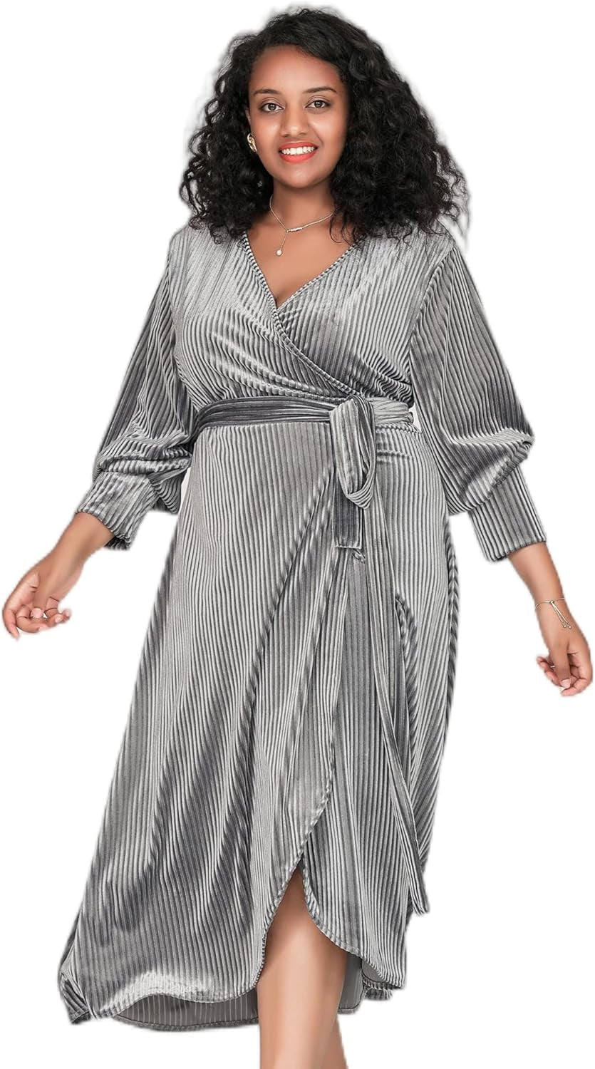 Velvet Vixen: Plus Size Long Sleeve Wrap Dress for Cocktail Parties and Formal Events - Image 17