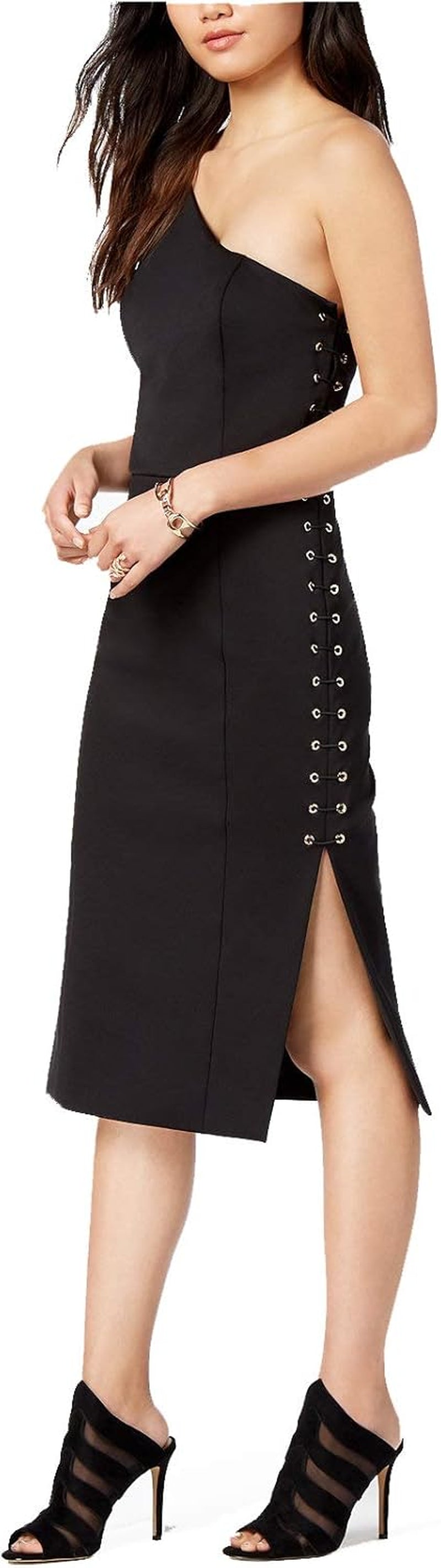 Grommet Lace-Up Midi Dress by