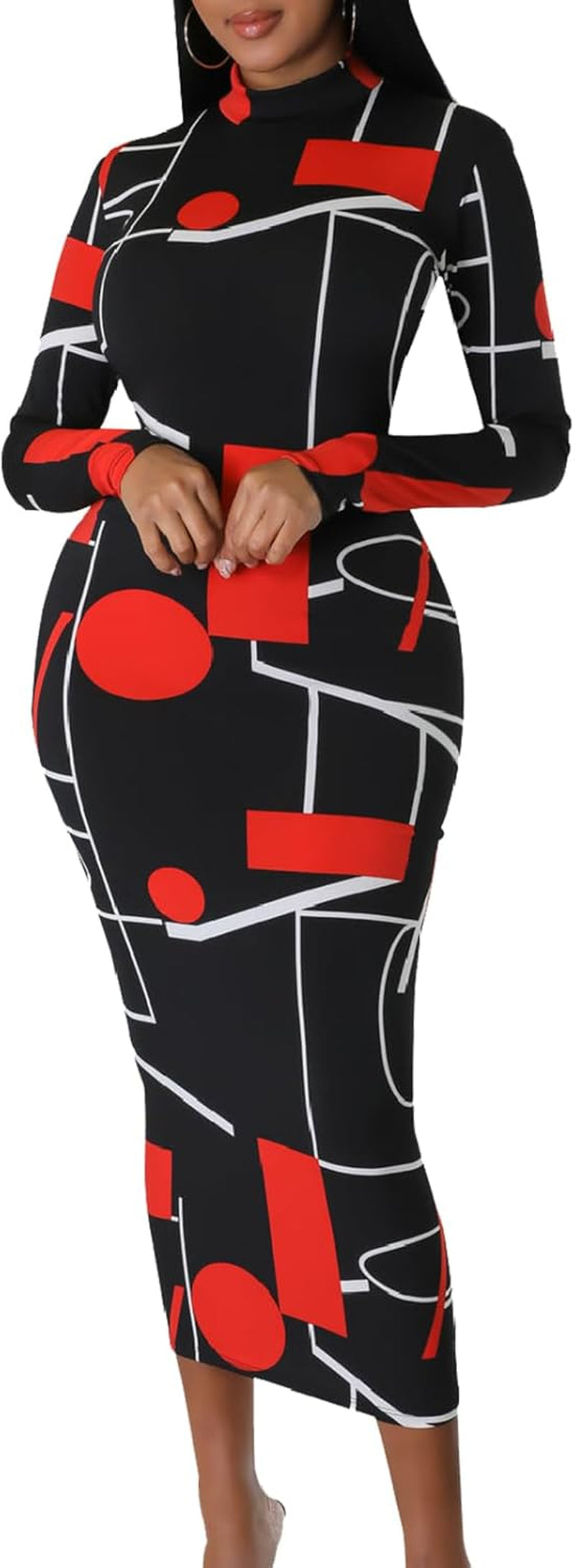 Printed Bodycon Midi Dress: Sexy & Stretchy for Party Nights! - Image 10