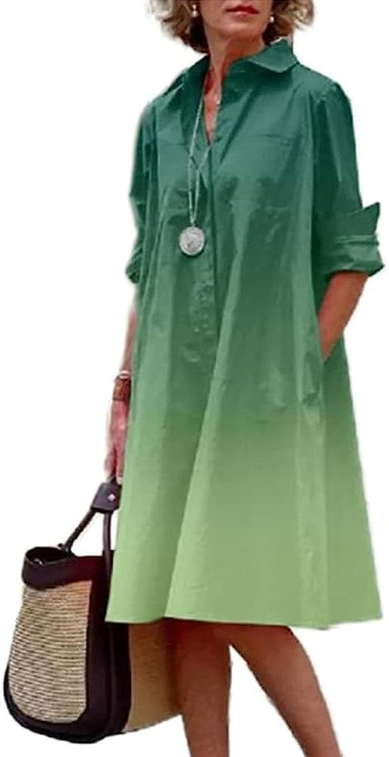Chic Plus Size Linen Shirt Dress with Pockets - Image 5