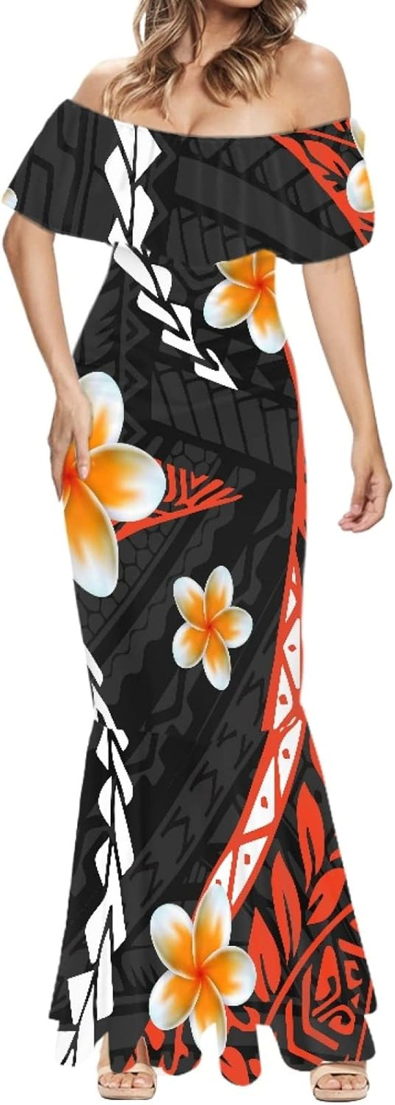 Polynesian Hawaiian Off-Shoulder Bodycon Night Gown - Summer Sexy Dress in Sizes S-7XL - Image 7