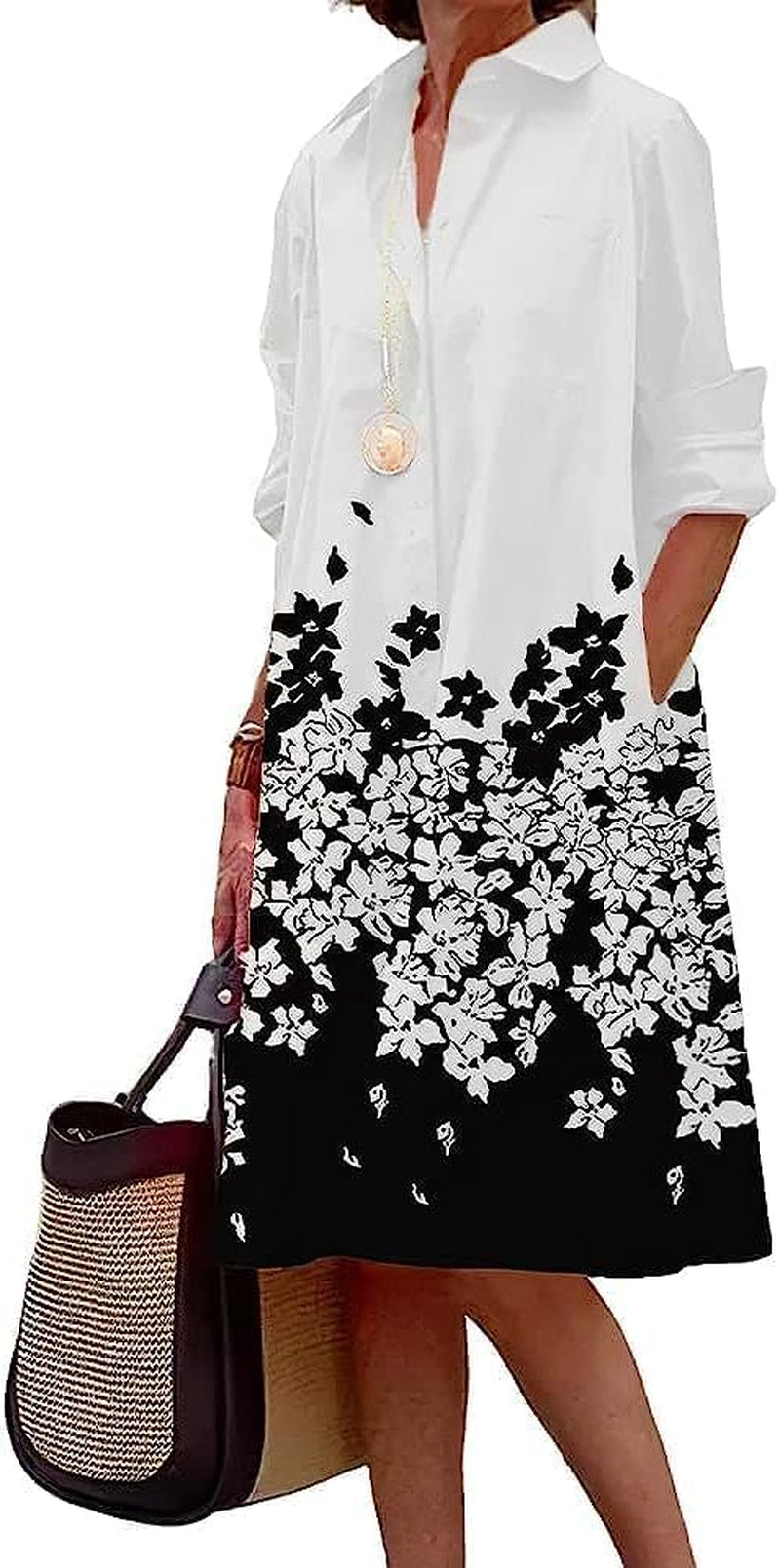 Chic Plus Size Linen Shirt Dress with Pockets - Image 17