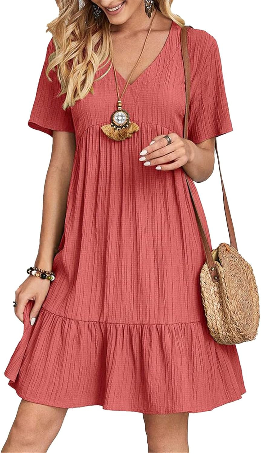 Stylish V-Neck Pleated Midi Dress for Women - Perfect for Summer! - Image 7